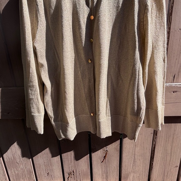 💕LIKE NEW💕 Light Gold Metallic-Thread Cardigan - Picture 5 of 13